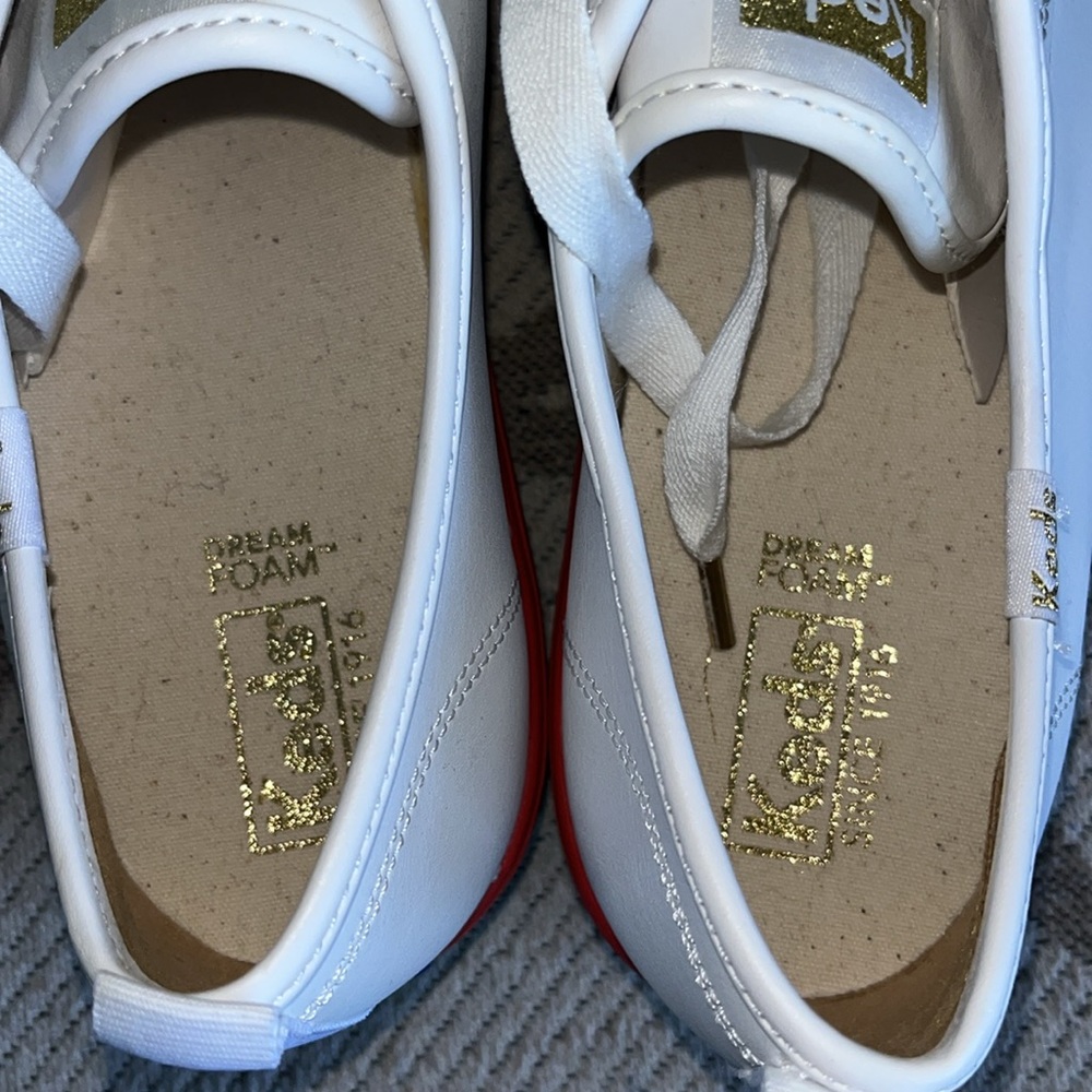 Keds White Platform Sneakers with Rainbow Stripe Sole - Picture 5 of 10